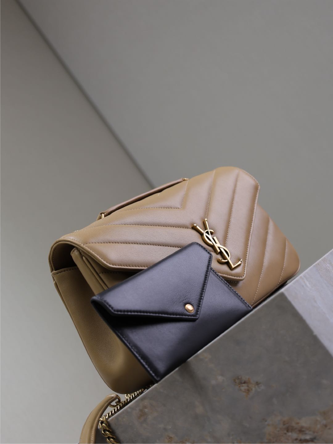 LOULOU MEDIUM 29 IN MILK TEA SHEEPSKIN GOLD HARDWARE
