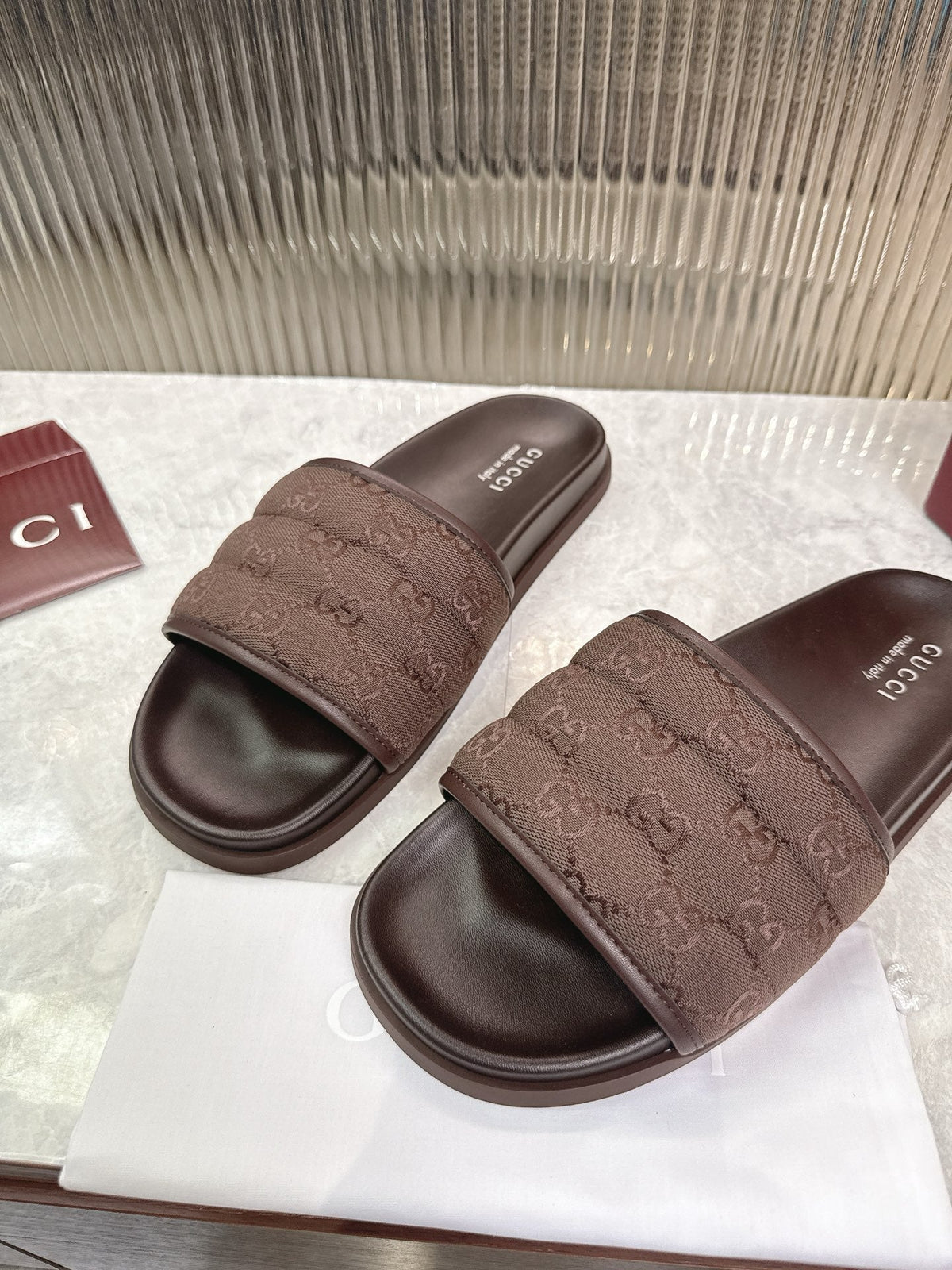 GG Slide Sandal Brown Canvas Rubber 788183