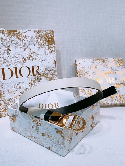 DIOR 25S BELT 20 MM IN WHITE CALFSKIN 572896
