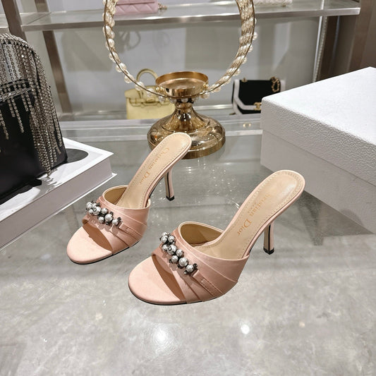 CD 26 High-Heeled Mules 85mm Pearl Light Pink Leather 592248