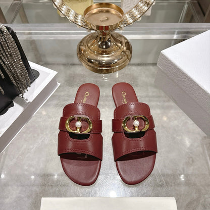 CD 26 Chunky Heel Sandals Burgundy Leather 592274