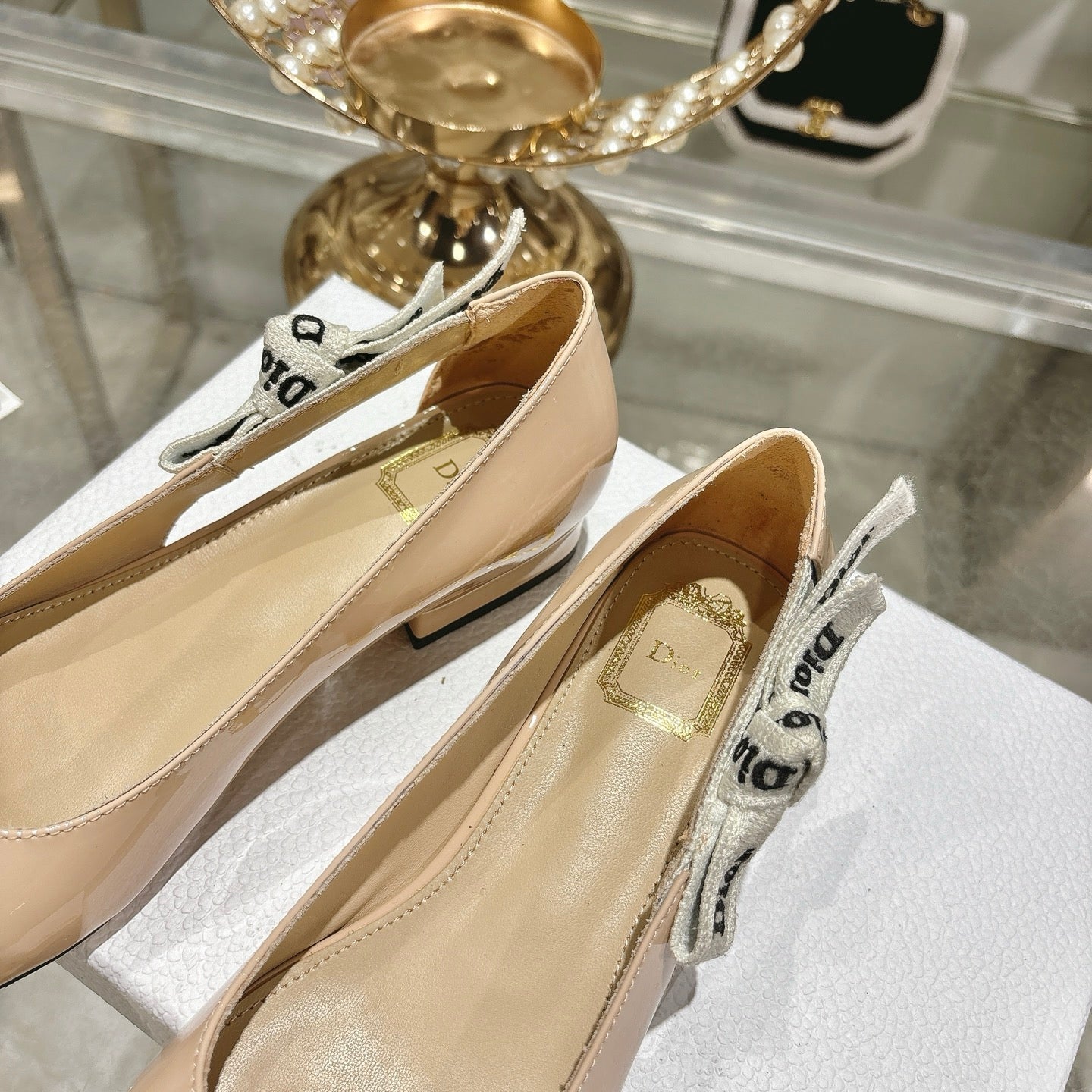 CD 26 Lolita Ballet Flats 30 Beige Patent Leather 679731