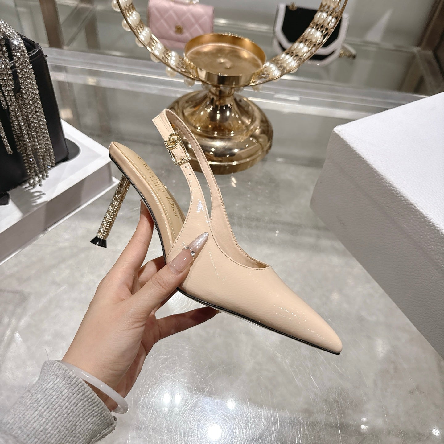 CD 26 Slingback 80 Beige Patent Leather 679852