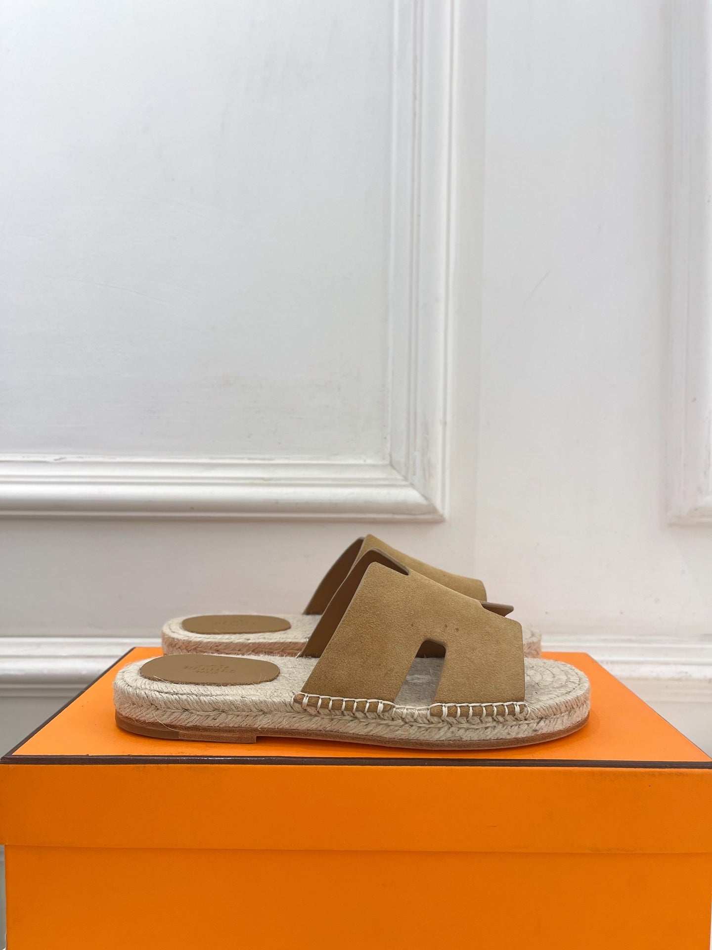 HM Antigua Espadrille Tan Suede Raffia 631942