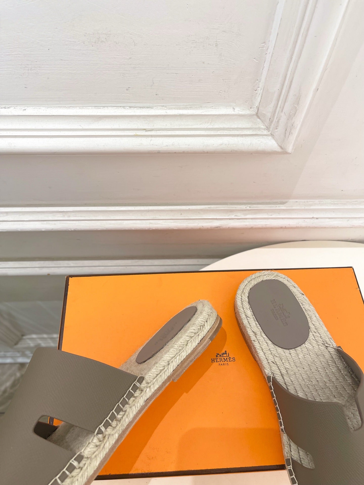 HM Antigua Espadrille Taupe Leather Raffia 631951