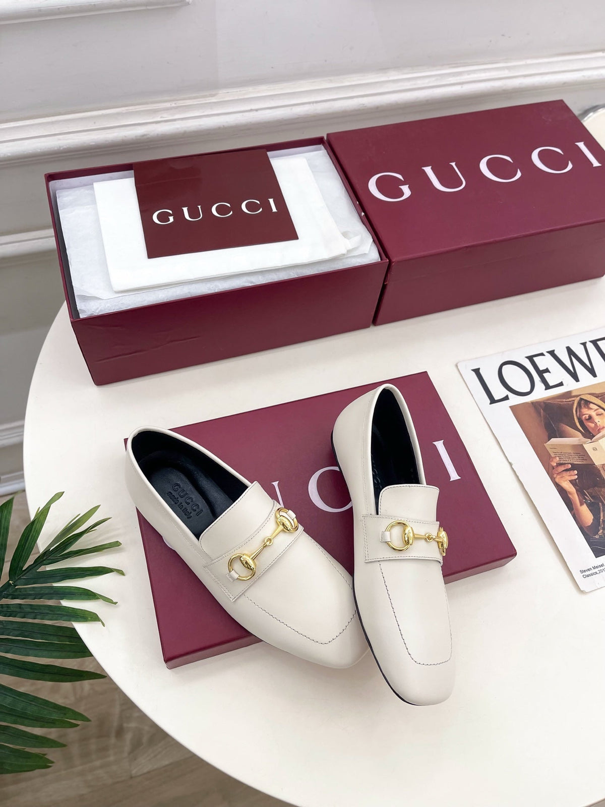 GG 26s Loafer With Horsebit White Leather 640282