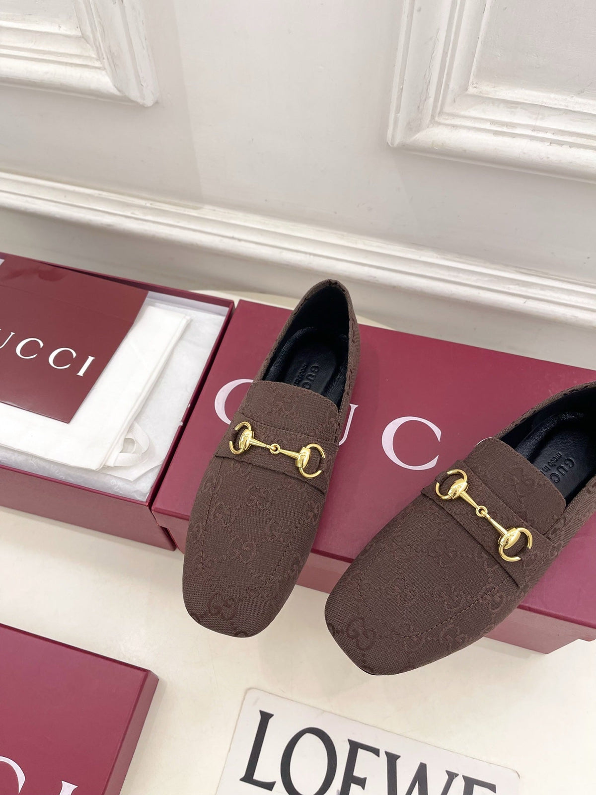 GG 26s Loafer With Horsebit Brown Canvas 640286