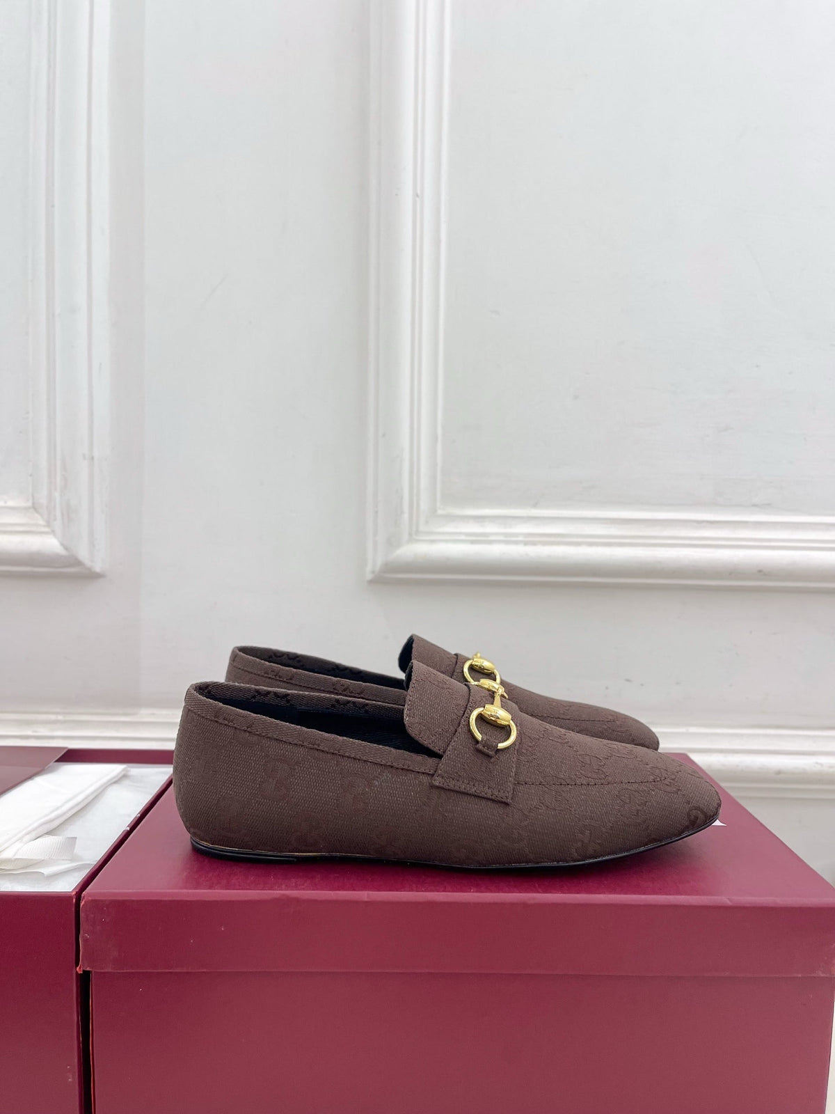 GG 26s Loafer With Horsebit Brown Canvas 640286