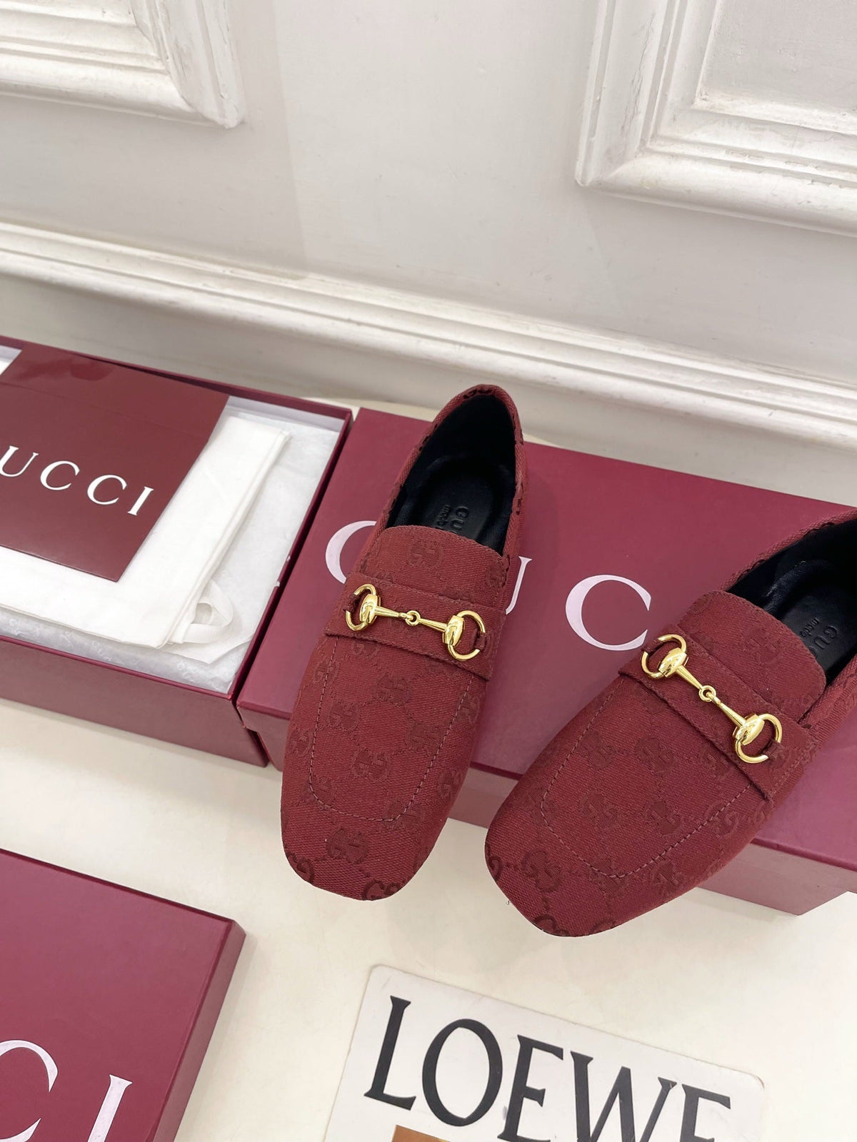 GG 26s Loafer With Horsebit Red Canvas 640287