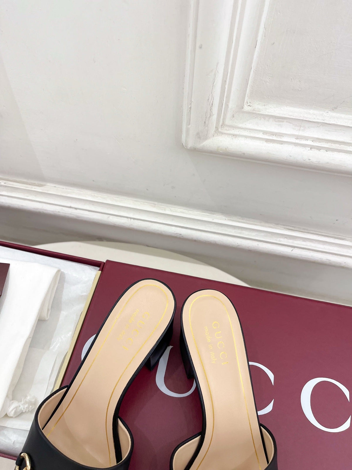 GG 26s Slide Sandal 5.5cm With Horsebit Black Leather 640290