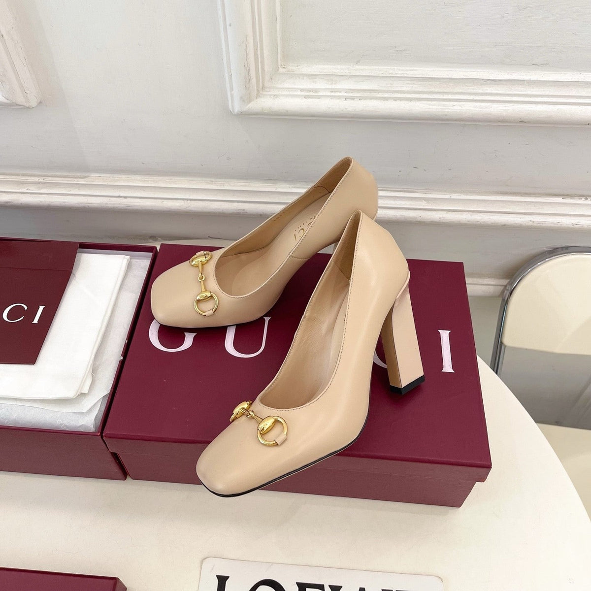 GG 26s Signora Pump 10cm Beige Leather 640304