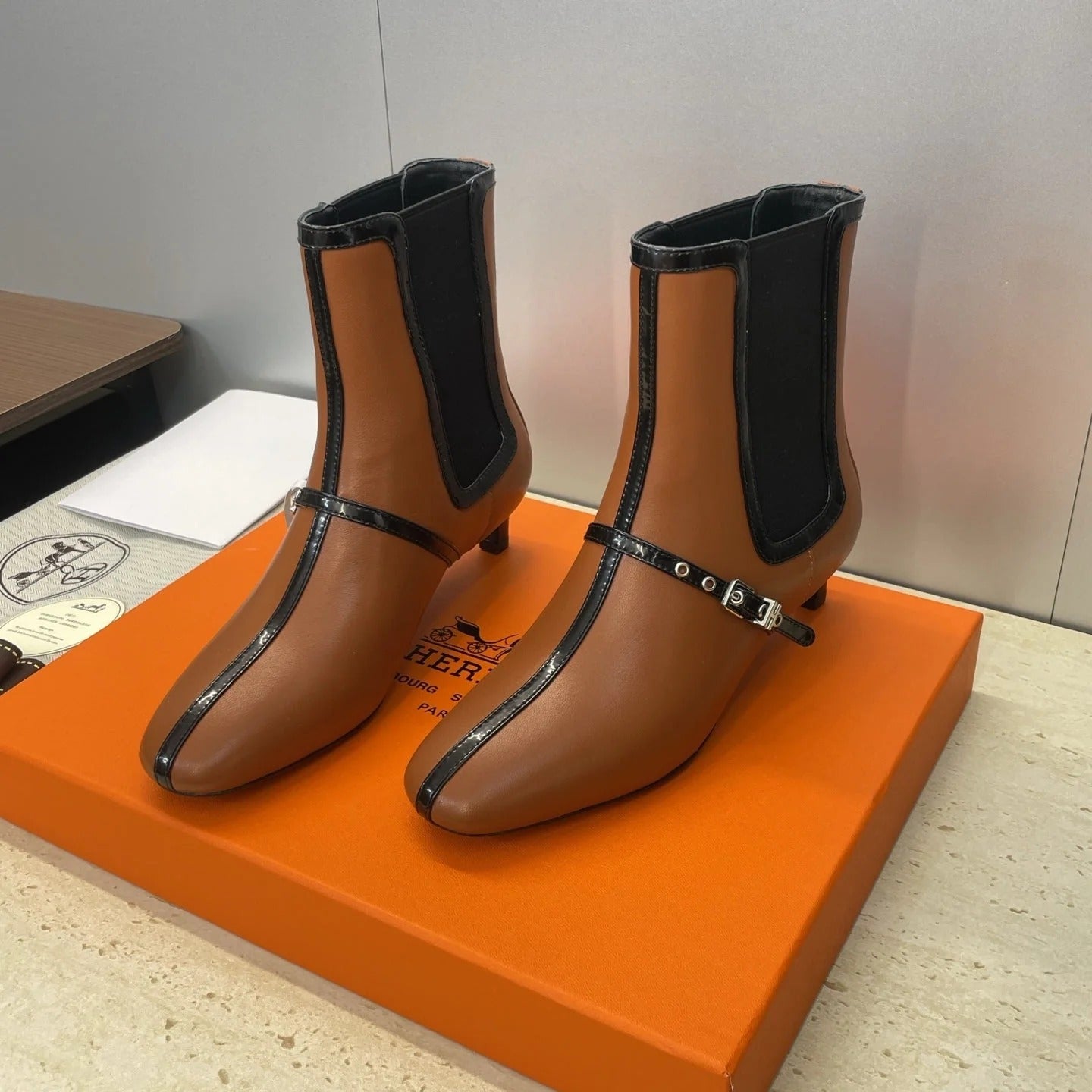 HM 26ss Lolita Chelsea Boots 40 Brown Black Calfskin 607086