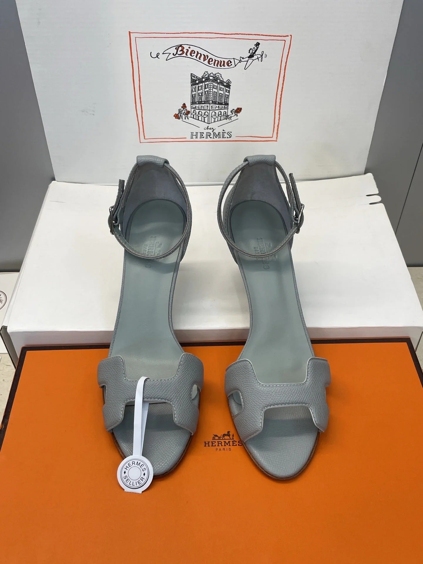HM 26ss High Heel Sandals 70 Ash Gray Cowhide 607124