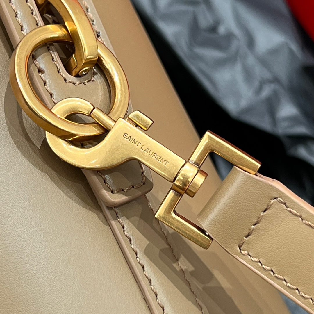 YSL Bucket Bag 17 Beige Calfskin Leather