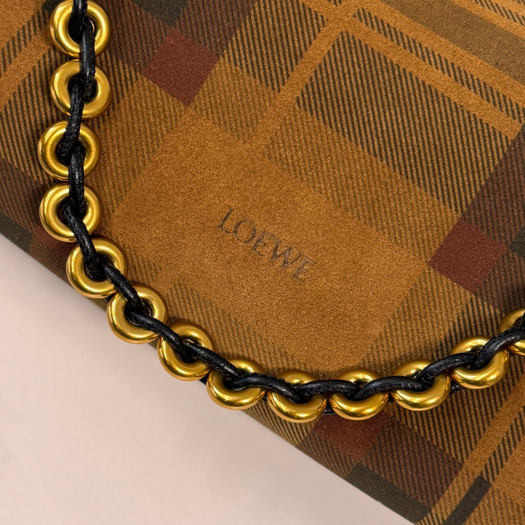 Loewe Flamenco Clutch Bag 30 Camel Black Suede 280517
