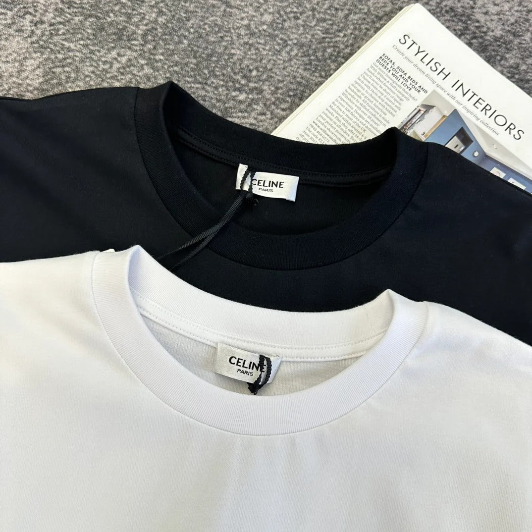 Celine 2026 Short-Sleeve T-Shirt Black and White Cotton