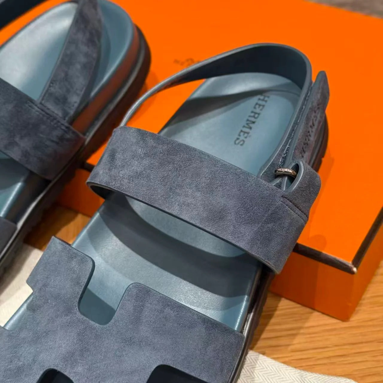 Hermes 2026 Genius Sandal Purplish Blue Suede