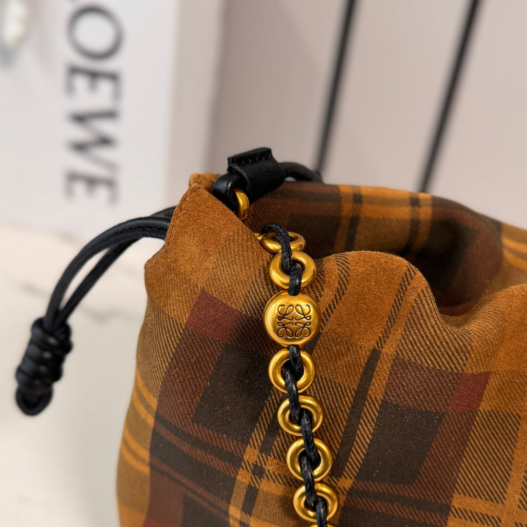 Loewe Flamenco Clutch Bag 30 Camel Black Suede 280517