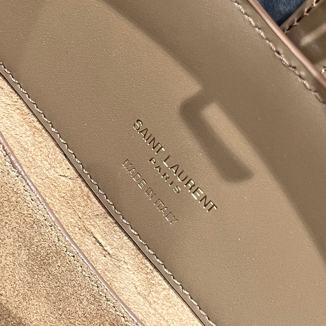 YSL Bucket Bag 17 Beige Calfskin Leather