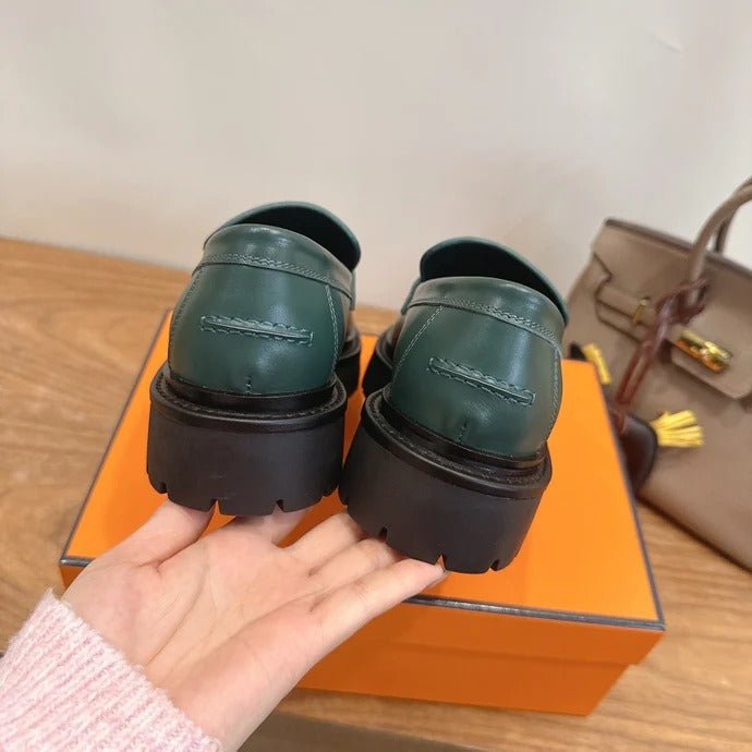 HM 26ss Loafers Dark Green Calfskin 638442