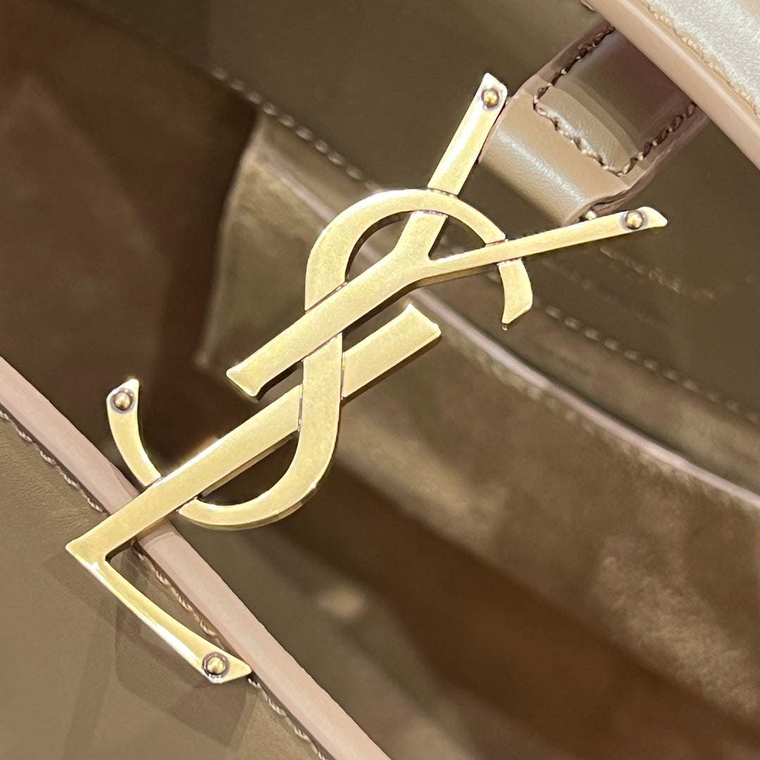 YSL Bucket Bag 17 Beige Calfskin Leather