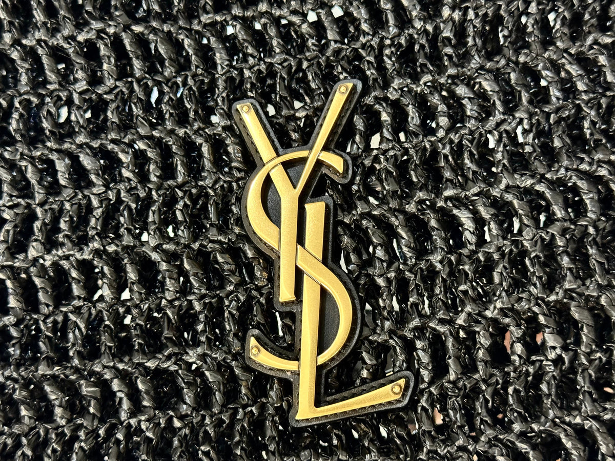 YSL Shoulder Bag 40 Black Raffia Woven