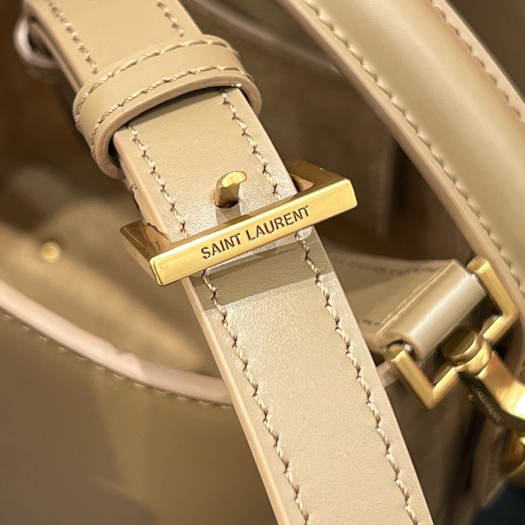 YSL Bucket Bag 17 Beige Calfskin Leather