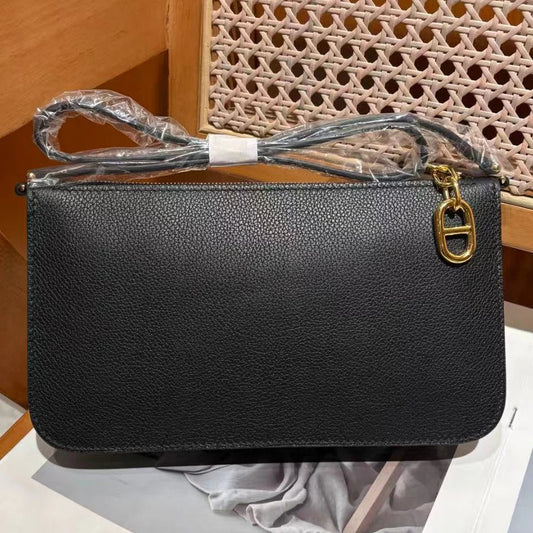Hermès 2025 Zipengo Chaine d'Ancre To Go Pouch Black Evergrain Calfskin