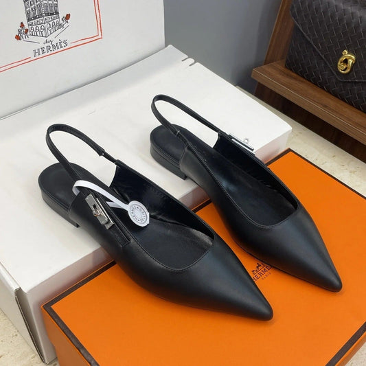 HM 26ss Slingback Flat Black Calfskin 607276