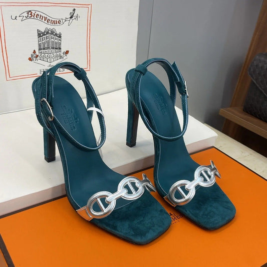 HM 26ss Pig-Nose Sandals 105 Dark Blue Suede Leather 607082