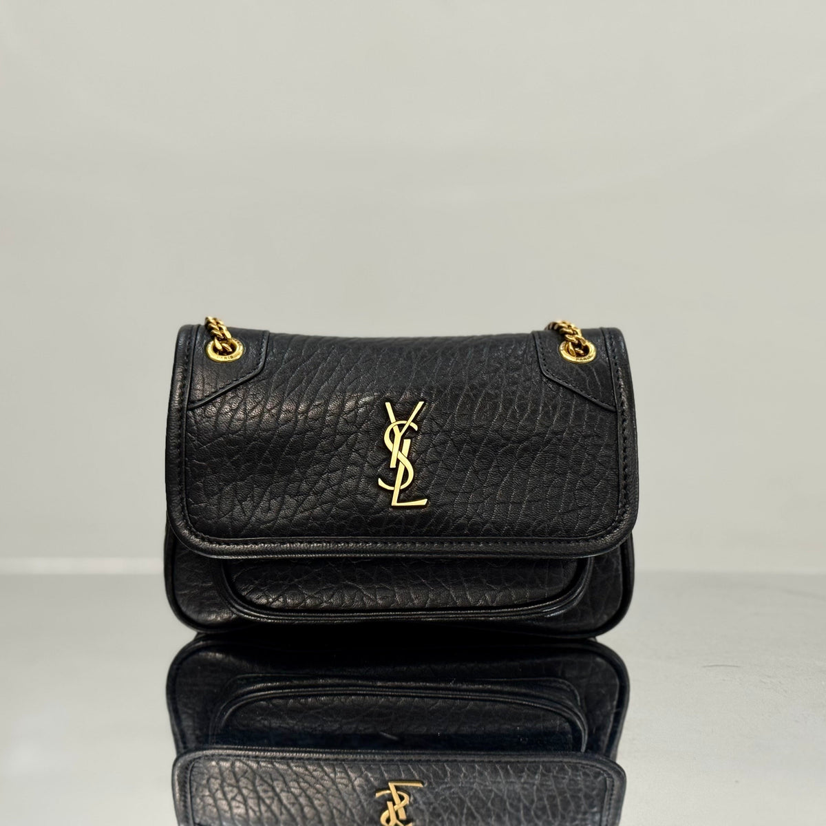 YSL Niki Mini Handbag 18 Black Lambskin Sliver Hardware