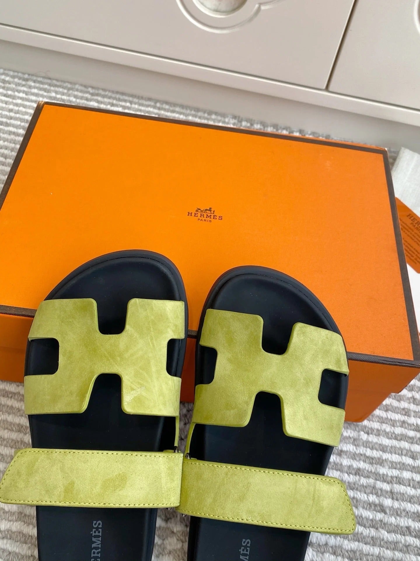HM 2026 Velcro Slippers Lime Green Suede 667462