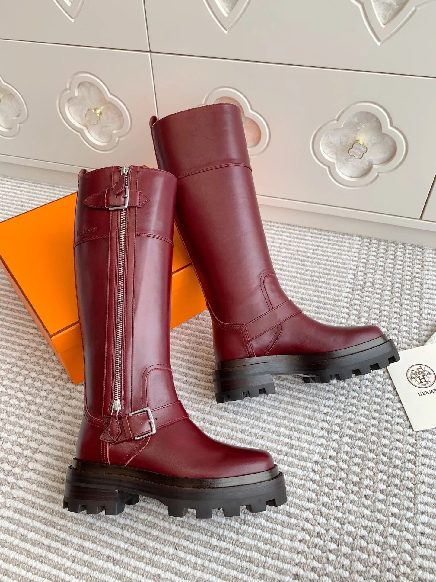 HM JAIME BOOT IN BURGUNDY RED CALFSKIN