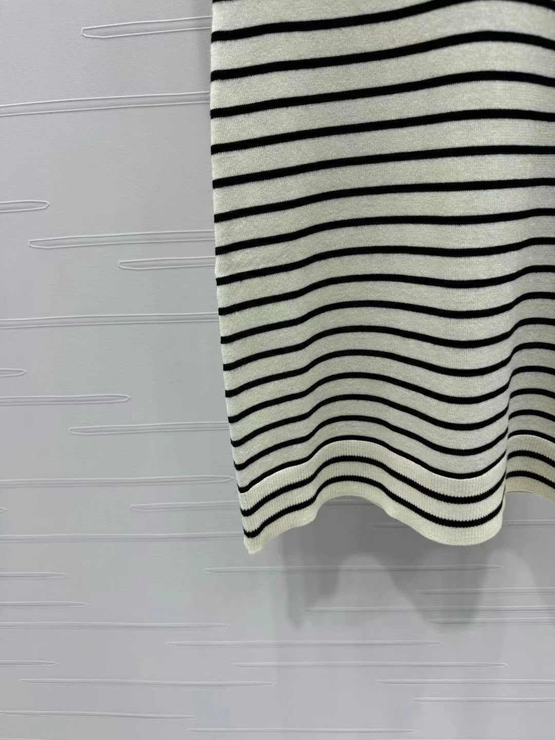 Triomphe Striped Mini Dress Black White Crocheted Cotton