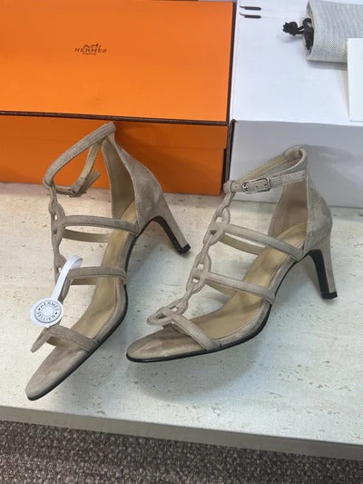 HM 26ss High Heels Sandals 70 Beige Suede 633220