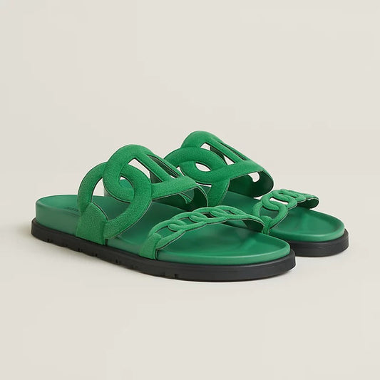HM Extra Sandals Vert Jungle Black Suede Leather