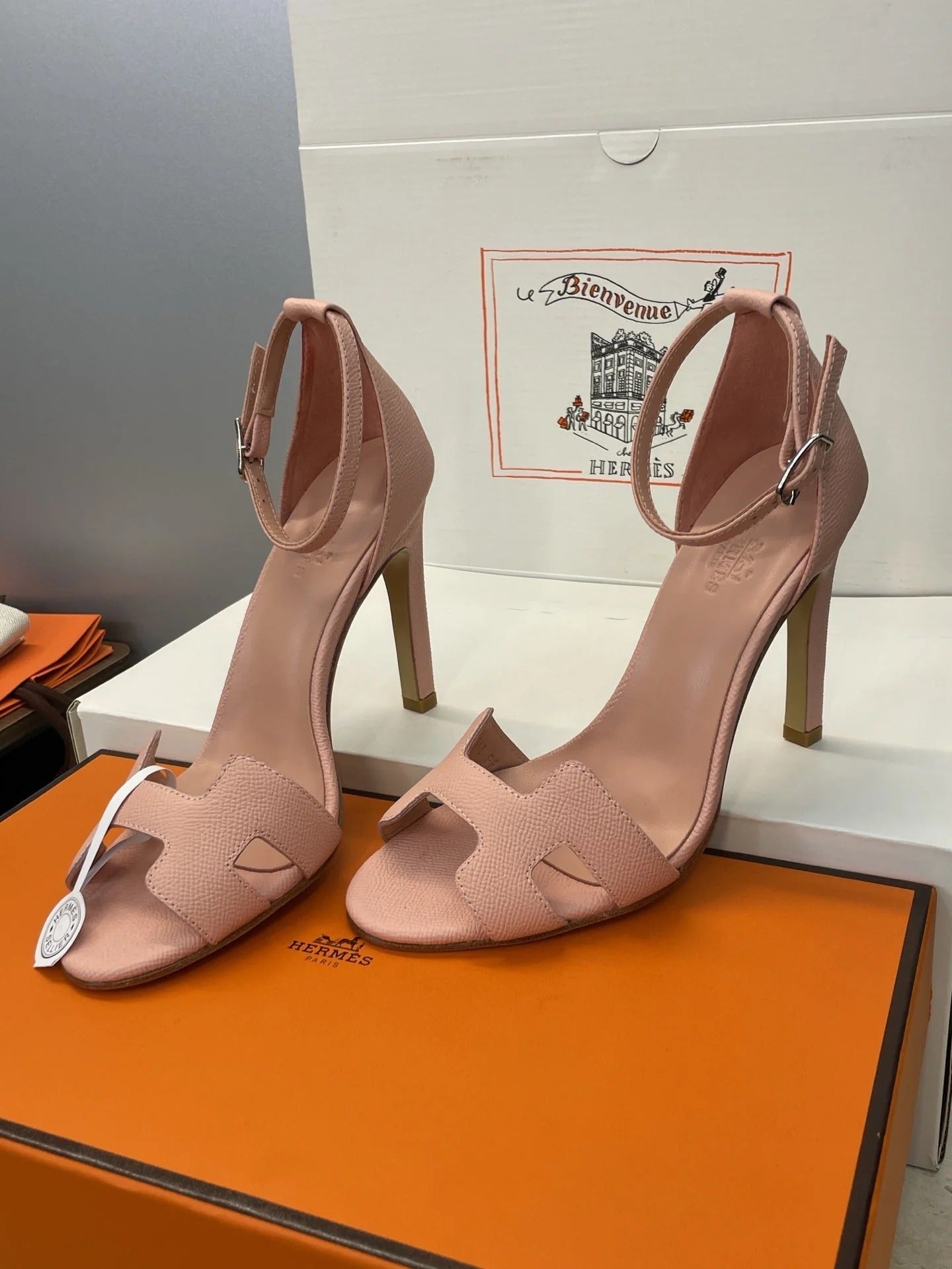 HM 26ss High Heel Sandals 105 Light Pink Cowhide 607130