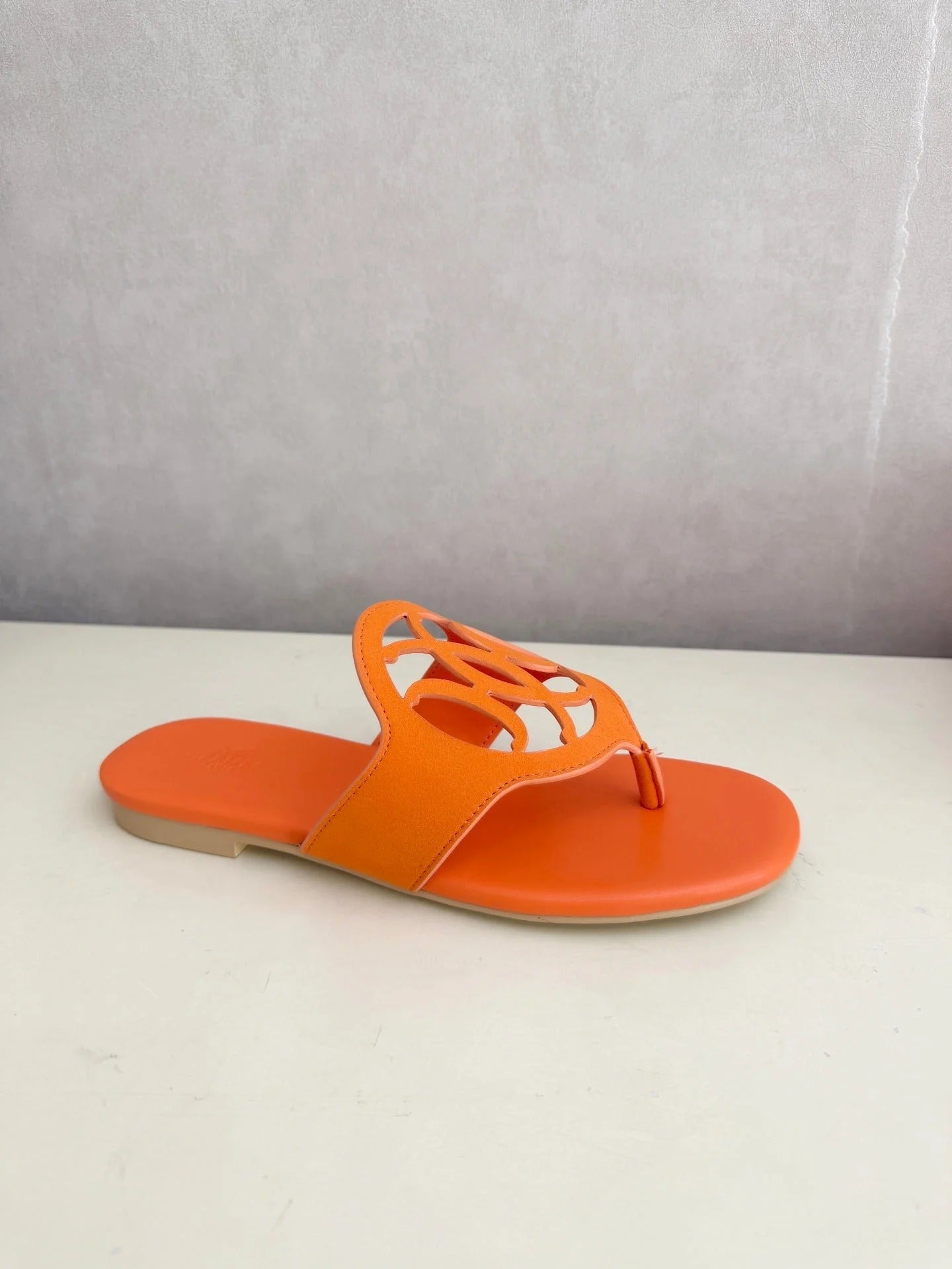 HM 26ss Pig-Nose Slipper Orange Leather 605908