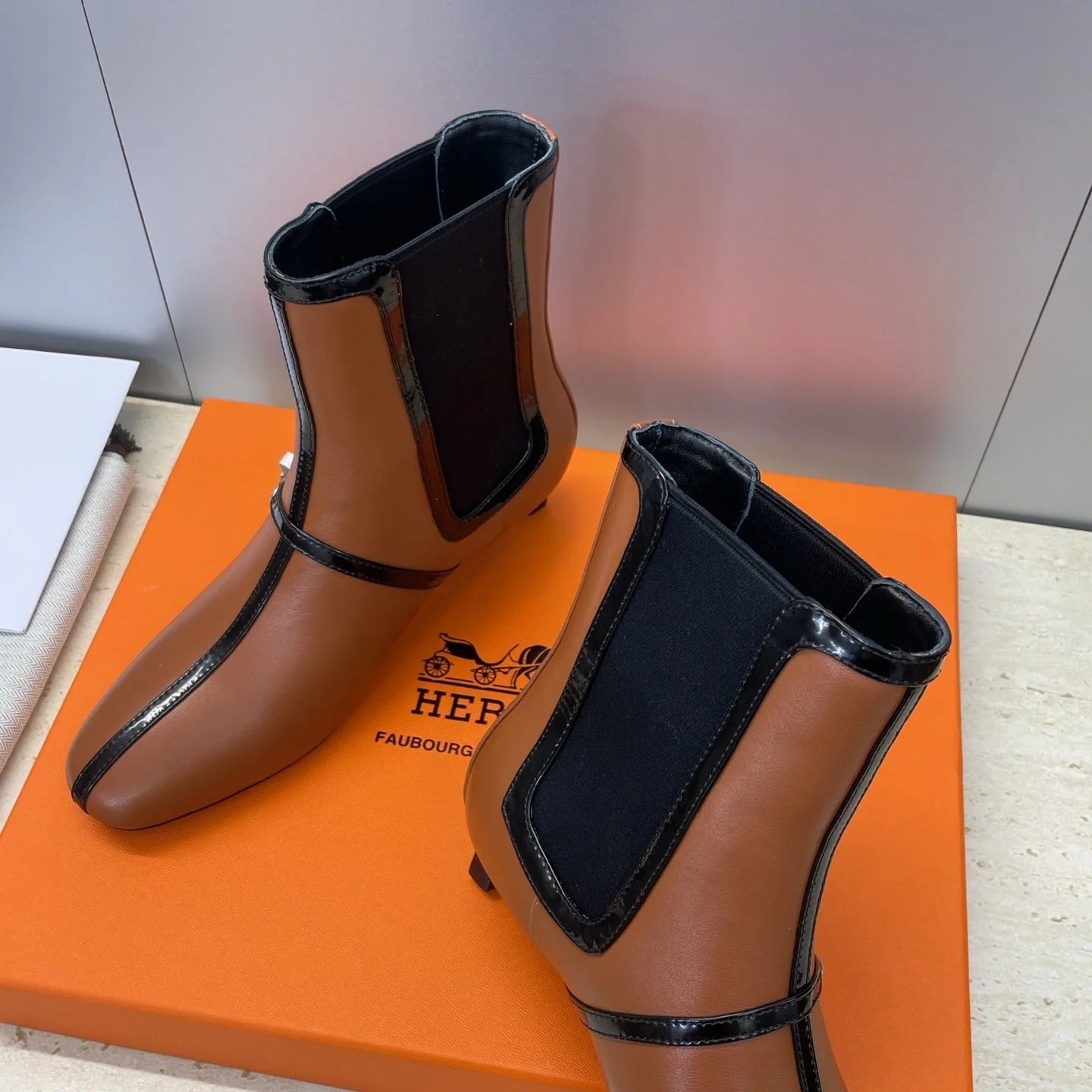 HM 26ss Lolita Chelsea Boots 40 Brown Black Calfskin 607086