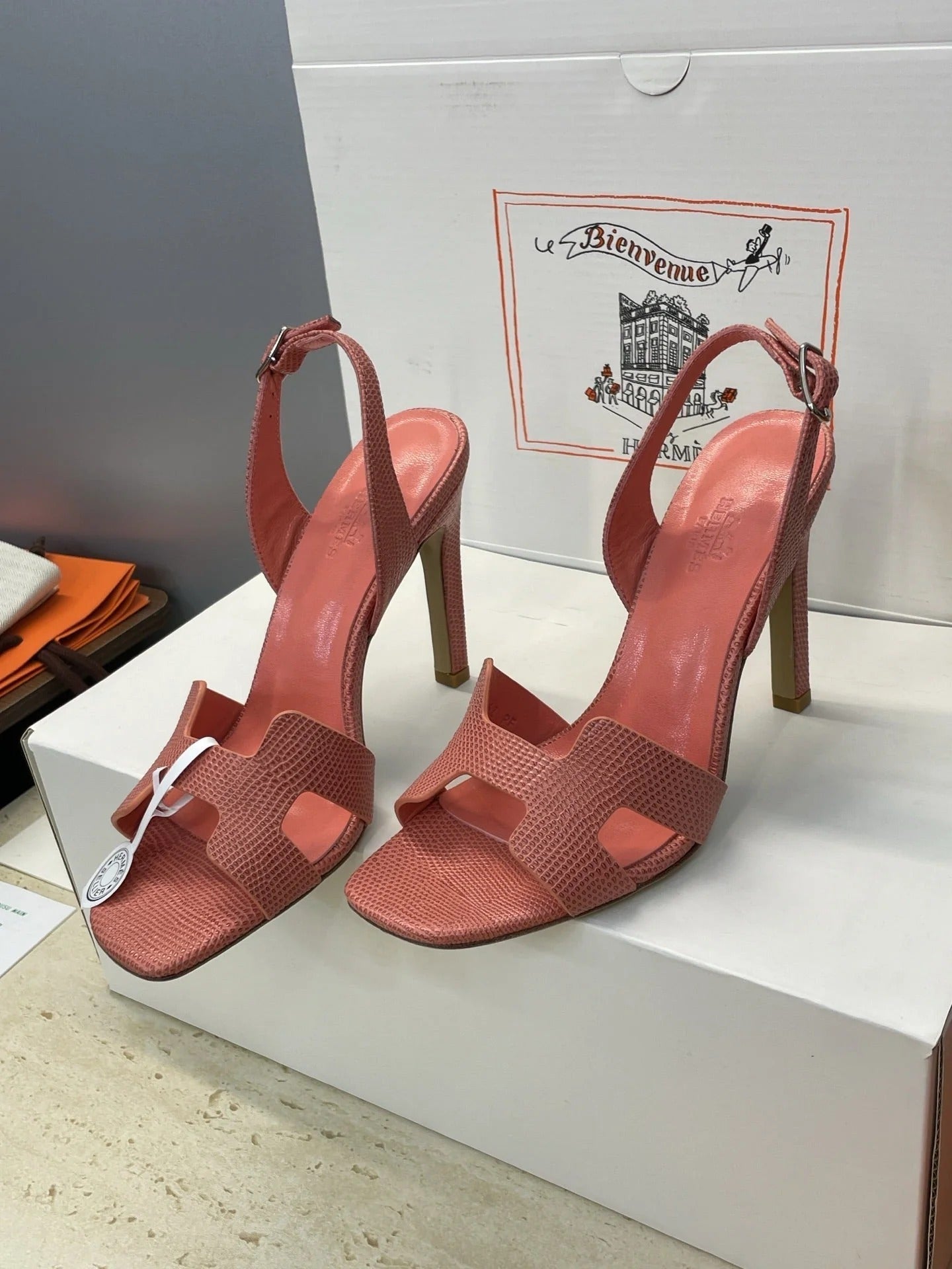HM 26ss High Heel Sandals 105 Soft Pink Cowhide 607110