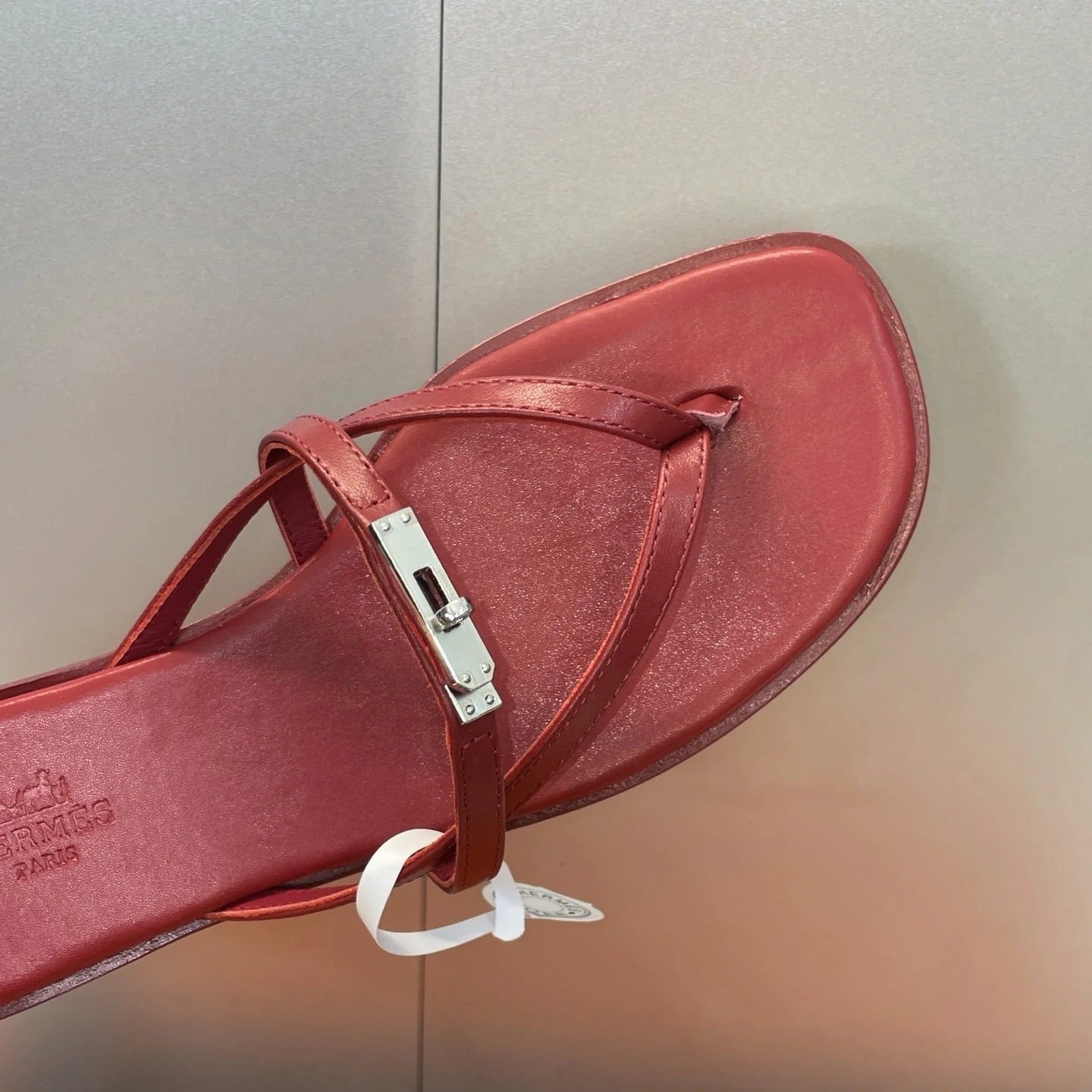 HM 26ss Kelly Sliver Buckle Slipper Dark Red Calfskin 607157